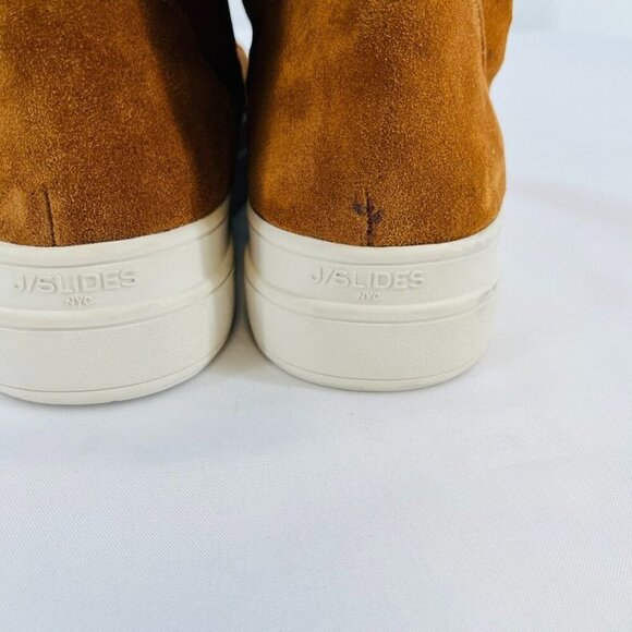 J/Slides Torrie Womens Ankle Boots Size 10 M Suede Faux Fur Lined Brown Tie Zip - Picture 7 of 16